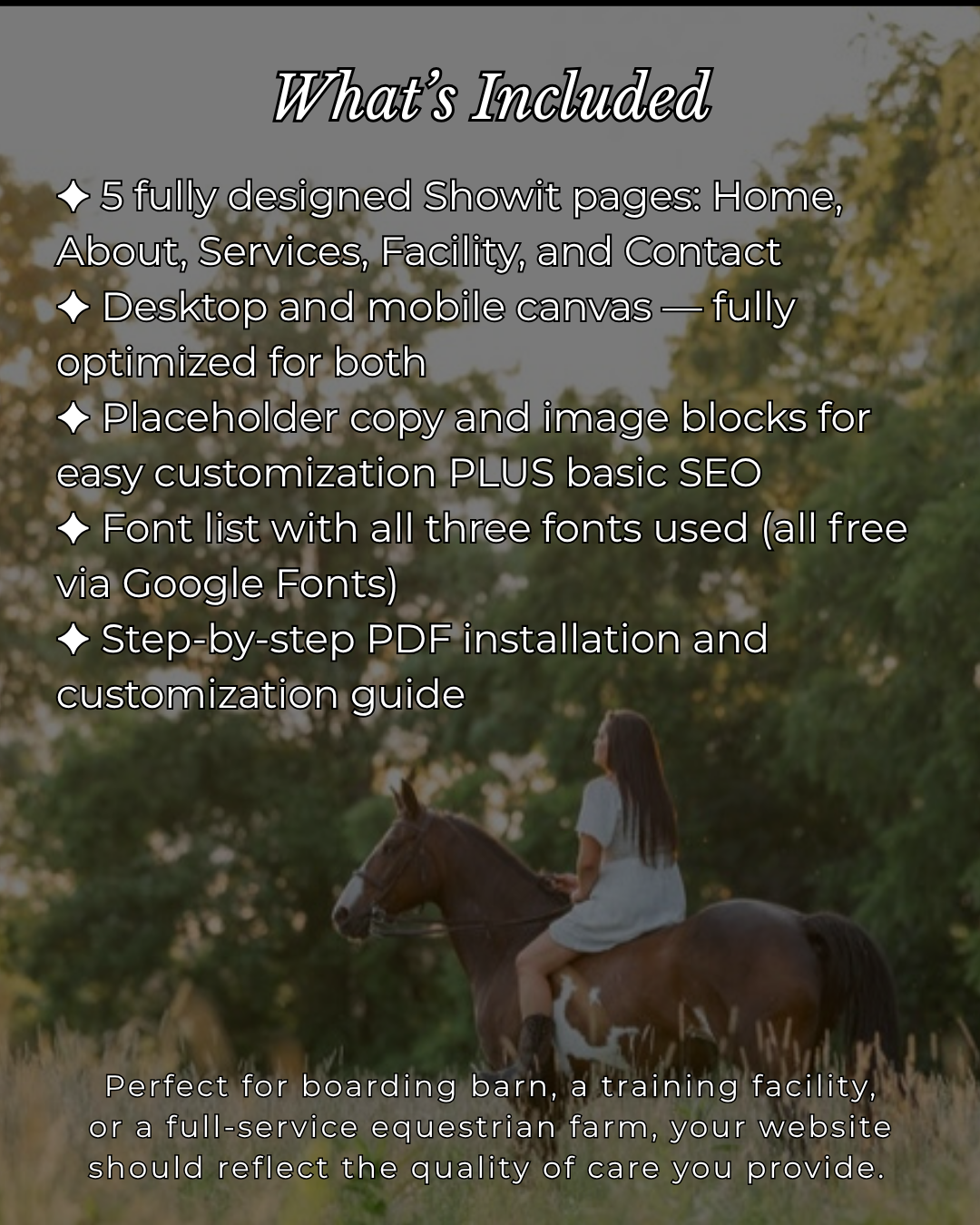 The Stables — Showit Website Template for Equestrian Businesses